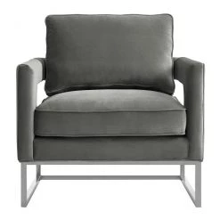 Tov Avery Grey Velvet Chair Living Room