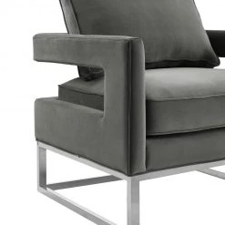 Tov Avery Grey Velvet Chair Living Room