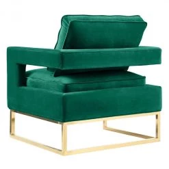 TOV Living Room Avery Velvet Accent Chair With Gold Legs
