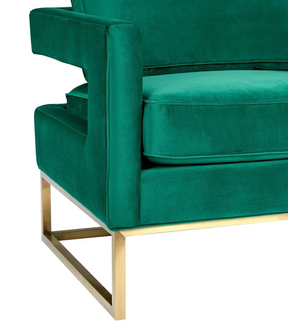 TOV Living Room Avery Velvet Accent Chair With Gold Legs