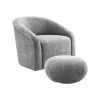 TOV Living Room Boboli Grey Chenille Accent Chair + Ottoman Set