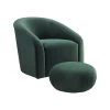 TOV Boboli Forest Velvet Accent Chair + Ottoman Set Living Room