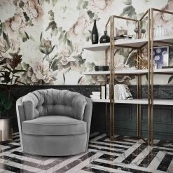 TOV Eloise Velvet Swivel Accent Chair