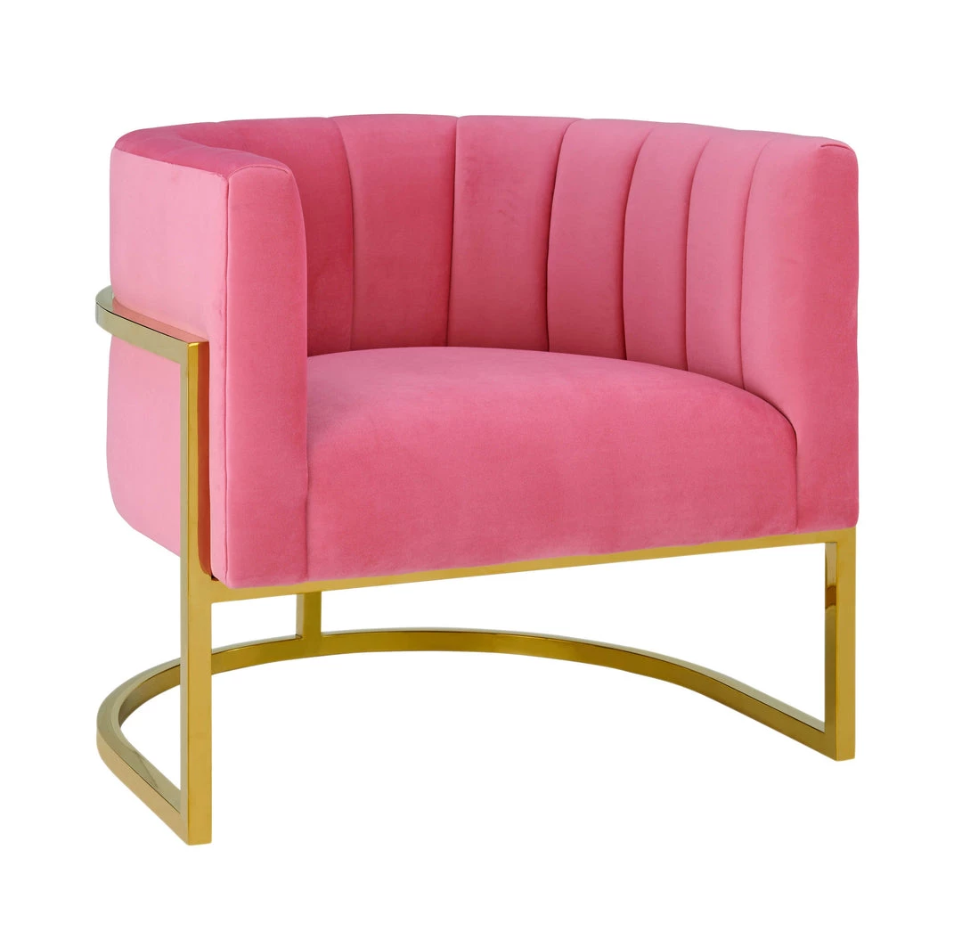 TOV Magnolia Velvet Accent Chair Gold Base