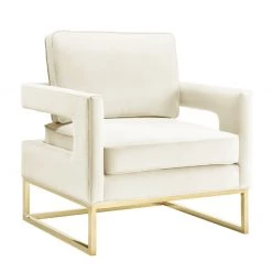 TOV Living Room Avery Velvet Accent Chair With Gold Legs