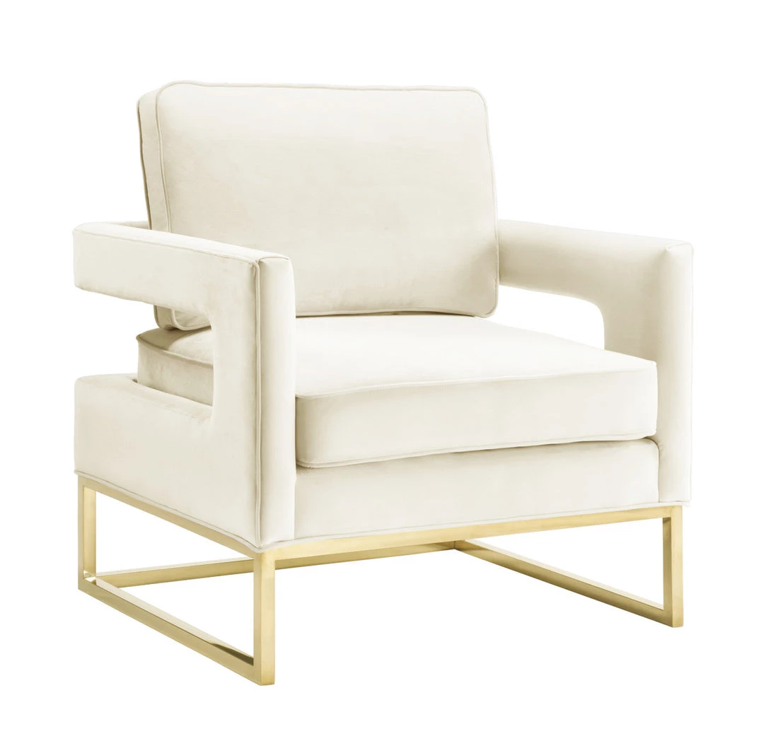 TOV Living Room Avery Velvet Accent Chair With Gold Legs