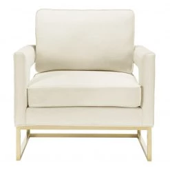 TOV Living Room Avery Velvet Accent Chair With Gold Legs