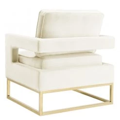 TOV Living Room Avery Velvet Accent Chair With Gold Legs