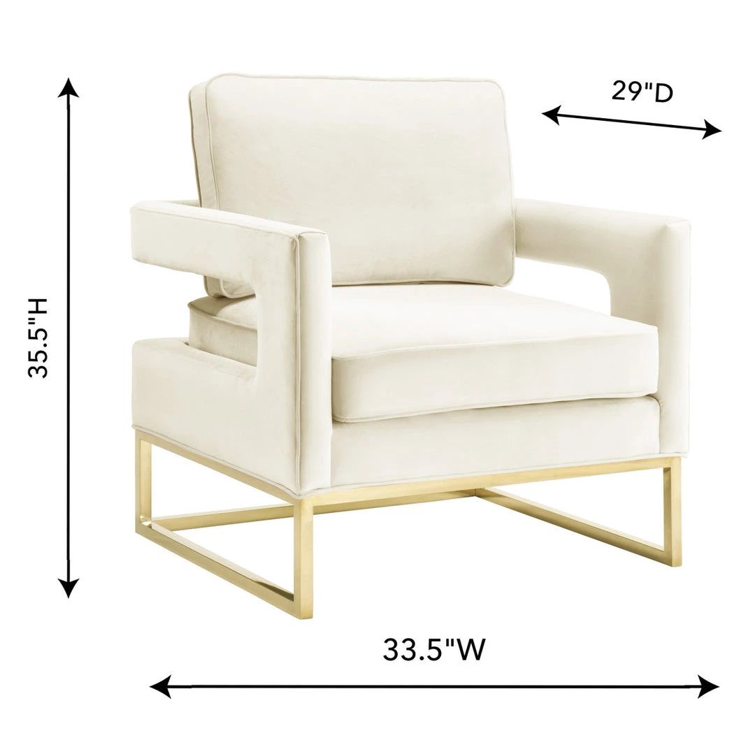 TOV Living Room Avery Velvet Accent Chair With Gold Legs