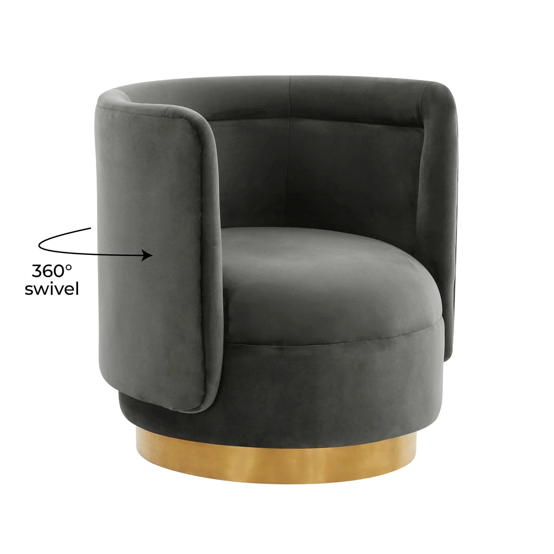 TOV Remy Velvet Swivel Chair Living Room