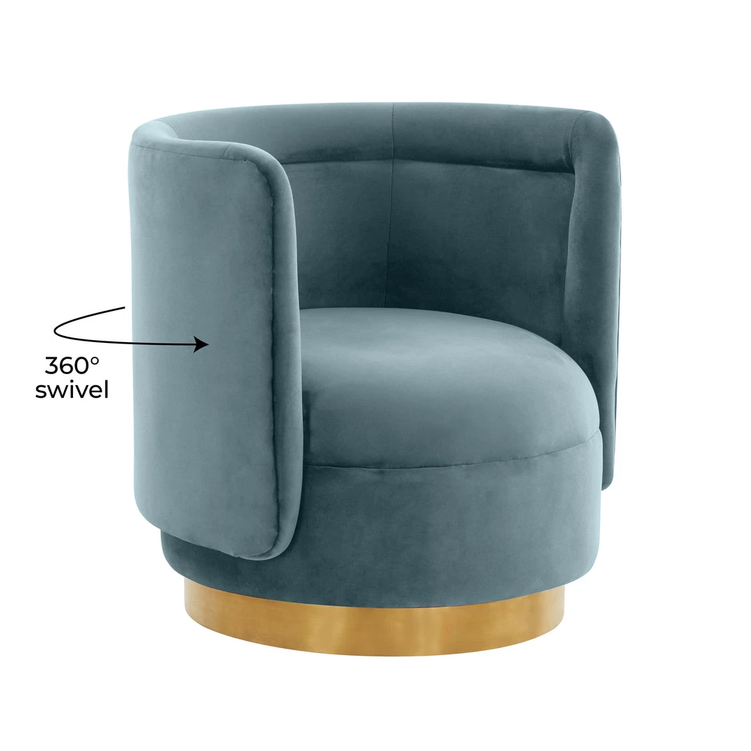 TOV Remy Velvet Swivel Chair Living Room