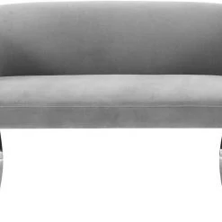 TOV Adina Velvet Loveseat With Silver Legs Living Room