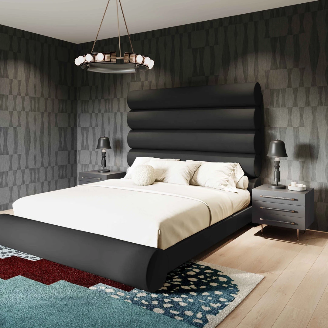 TOV Durwin Black Velvet Bed Bedroom