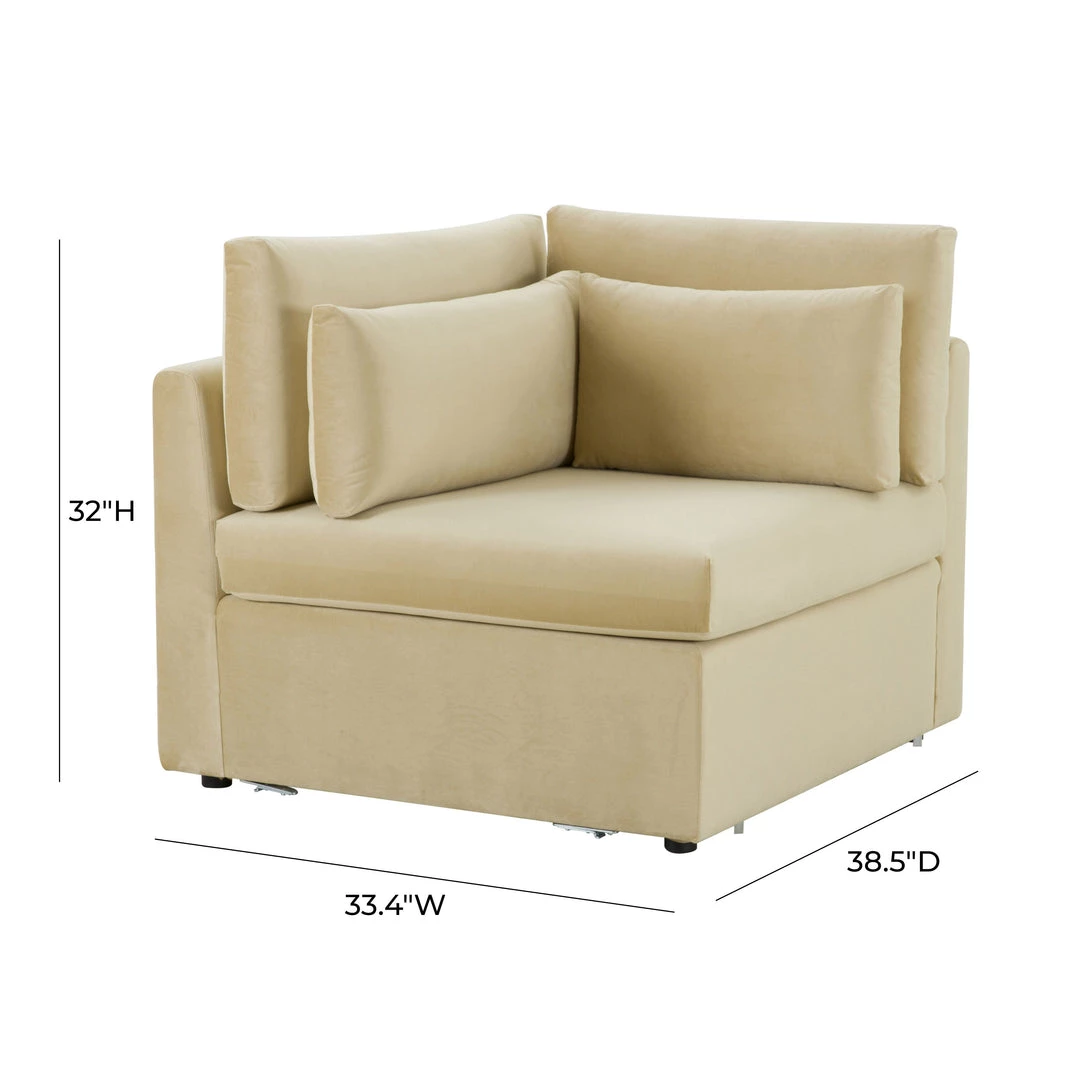 TOV Jessie Champagne Velvet Modular Corner Chair