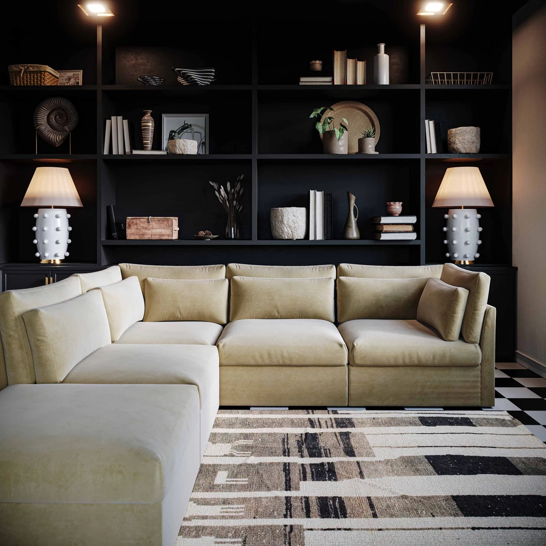 TOV Jessie Champagne Velvet Modular Corner Chair