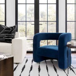 TOV Living Room Ayanna Midnight Velvet Accent Chair