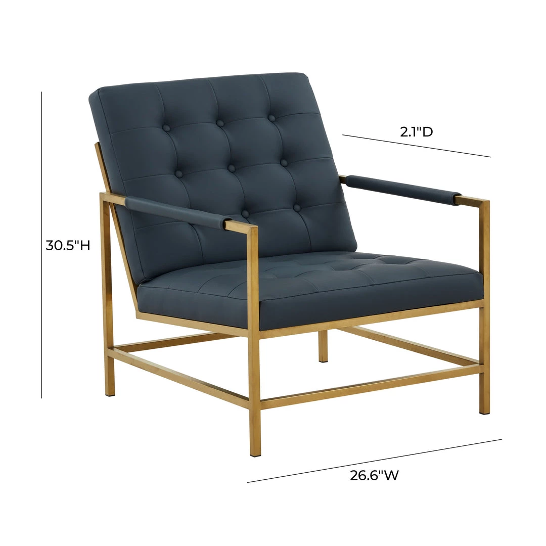 TOV Van Charcoal Vegan Leather Accent Chair Living Room