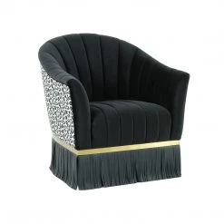 TOV Enid Velvet Swivel Chair Accent Chairs