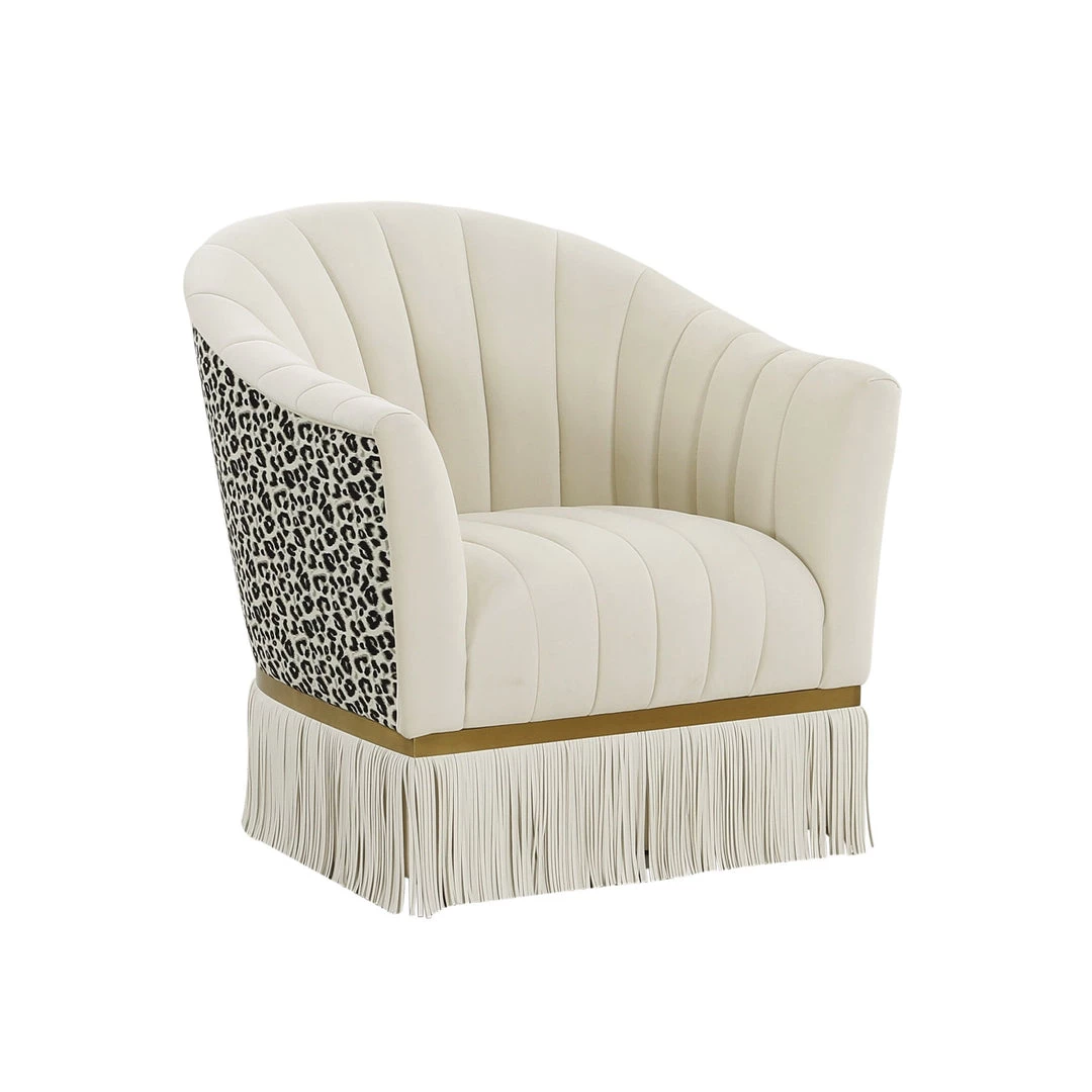 TOV Enid Velvet Swivel Chair Accent Chairs