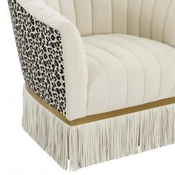 TOV Enid Velvet Swivel Chair Accent Chairs