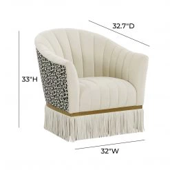 TOV Enid Velvet Swivel Chair Accent Chairs