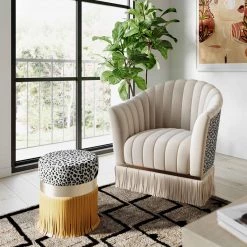 TOV Enid Velvet Swivel Chair Accent Chairs