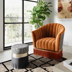 TOV Enid Velvet Swivel Chair Accent Chairs