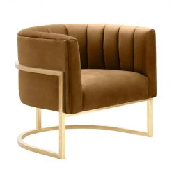 TOV Magnolia Velvet Accent Chair Gold Base