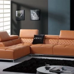 VIG Living Room Divani Casa Citadel - Modern Orange Italian Leather Left Facing Sectional Sofa
