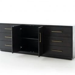 Four Hands Living Room Suki Large Media Console-Burnished Black