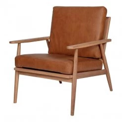 Moe's Harper Leather Lounge Chair Tan Living Room