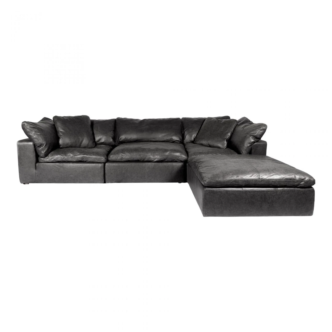 Moe's Clay Lounge Modular Sectional Nubuck Leather Black Living Room