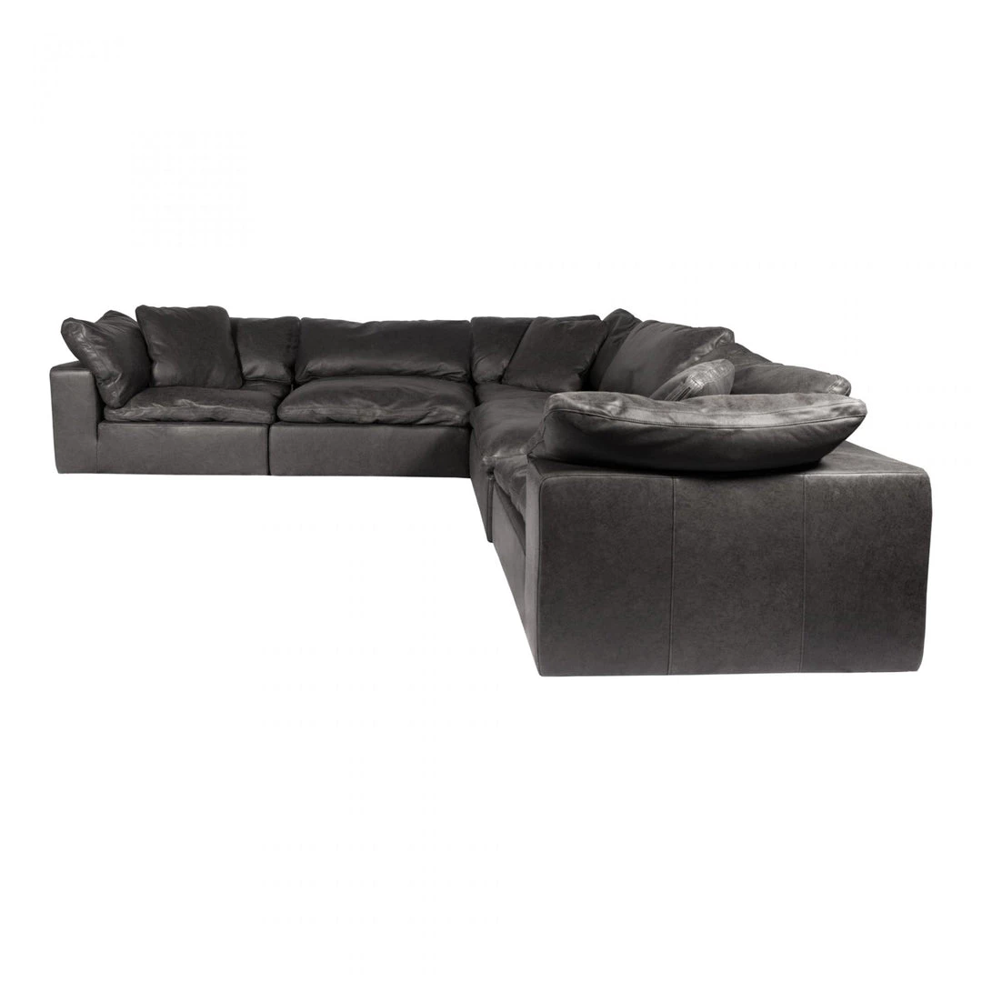 Moe's Cloud Luxe 5 Piece Modular Sectional Leather Black Living Room