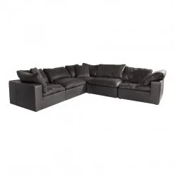 Moe's Cloud Luxe 5 Piece Modular Sectional Leather Black Living Room