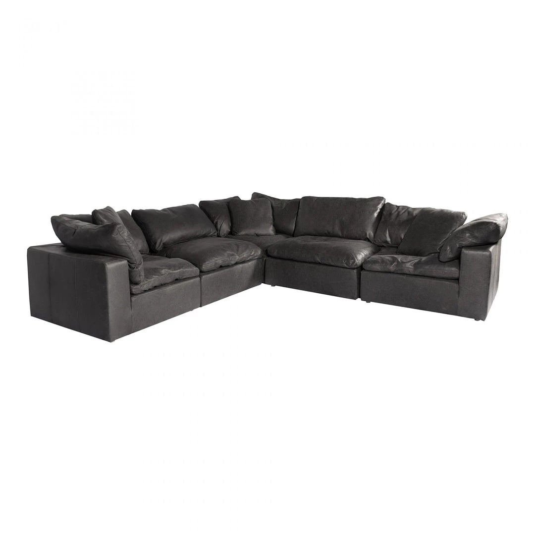 Moe's Cloud Luxe 5 Piece Modular Sectional Leather Black Living Room