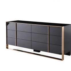 VIG Nova Domus Cartier Modern Black & Rosegold Bedroom Set