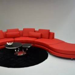 VIG Divani Casa A94 - Contemporary Red Leather Curved Sectional Sofa + Ottoman Living Room