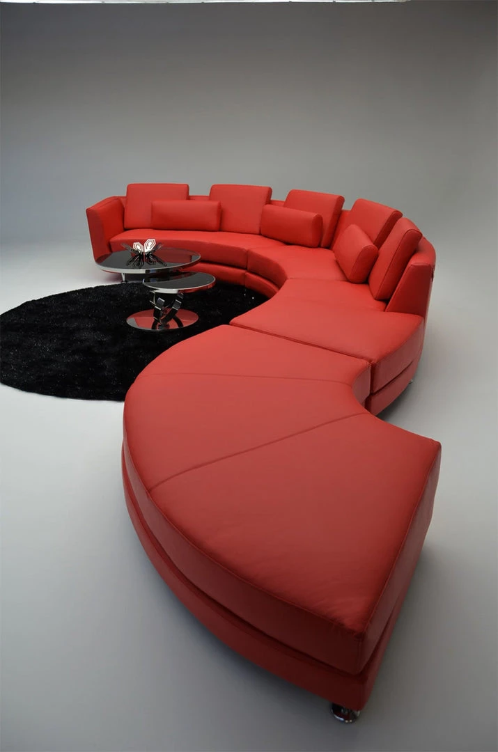 VIG Divani Casa A94 - Contemporary Red Leather Curved Sectional Sofa + Ottoman Living Room