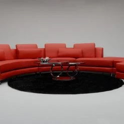VIG Divani Casa A94 - Contemporary Red Leather Curved Sectional Sofa + Ottoman Living Room