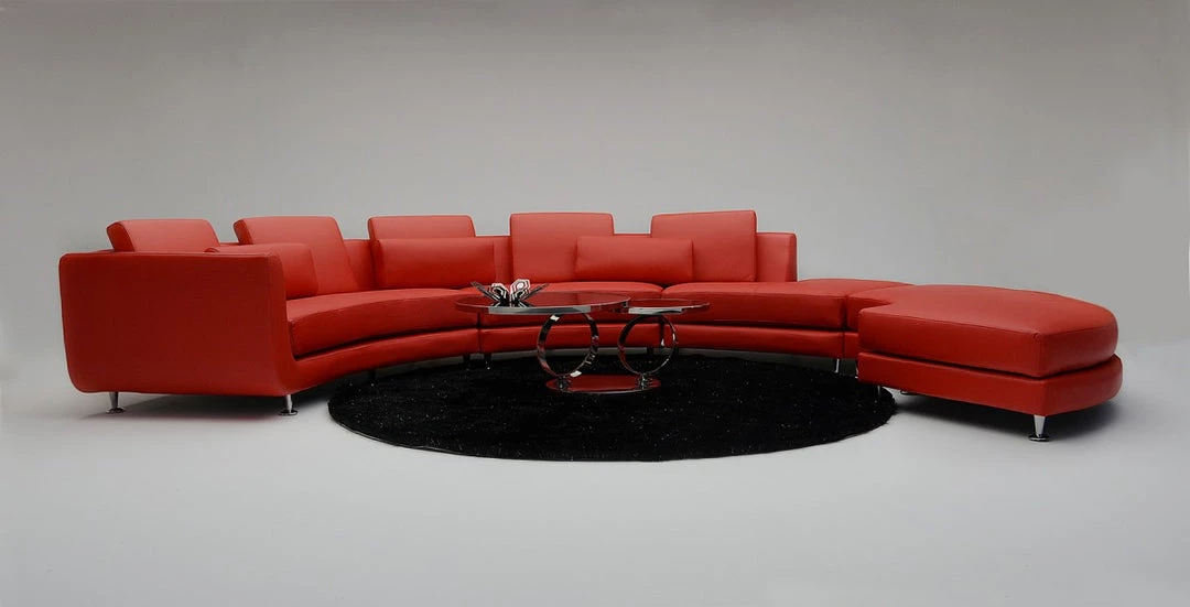 VIG Divani Casa A94 - Contemporary Red Leather Curved Sectional Sofa + Ottoman Living Room