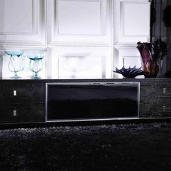 VIG A&X Leopold Modern Black Crocodile TV Stand