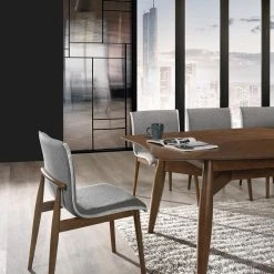 VIG Dining Room Modrest Ackley - Modern Walnut And Grey Fabric Dining Chair- Set Of 2