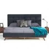 VIG Modrest Addison Mid-Century Modern Grey Fabric & Walnut Bed