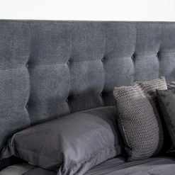 VIG Modrest Addison Mid-Century Modern Grey Fabric & Walnut Bed