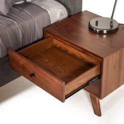 VIG Modrest Addison Mid-Century Modern Grey & Walnut Bedroom Set Beds & Headboards