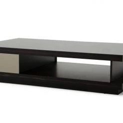 VIG Living Room A&X Caligari Modern Oak & Grey Gloss Coffee Table By Hollywood Glam