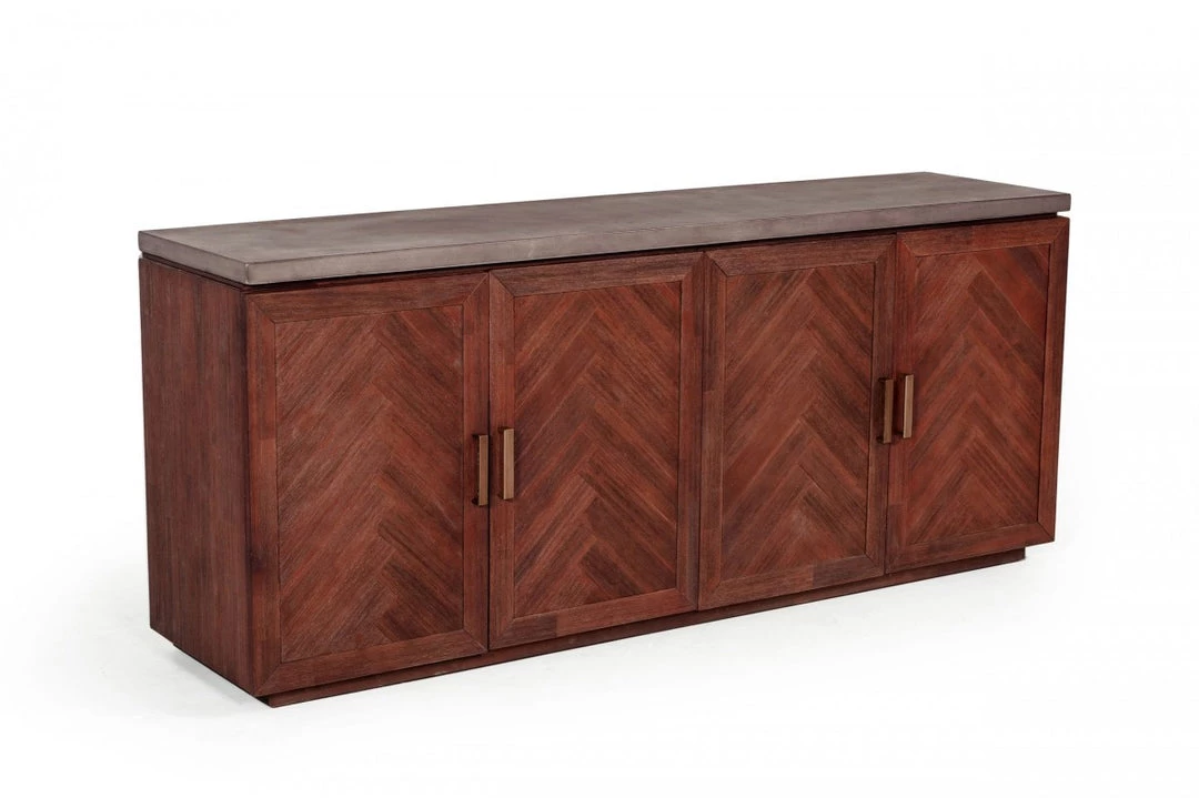 VIG Modrest Amos Modern Concrete & Acacia Buffet Living Room