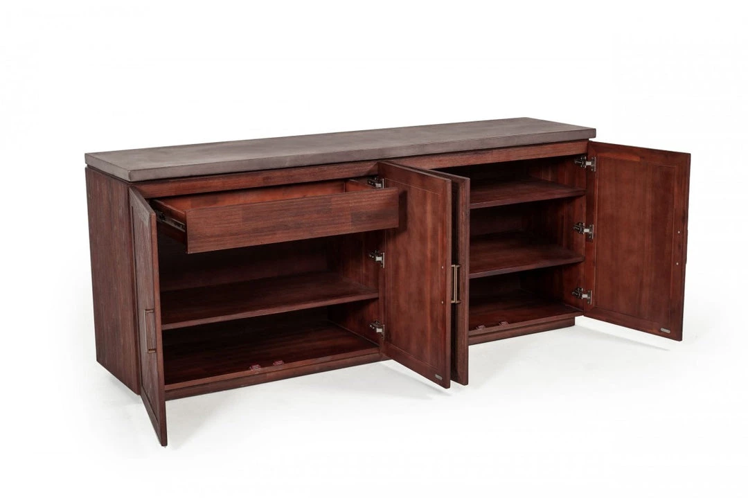 VIG Modrest Amos Modern Concrete & Acacia Buffet Living Room