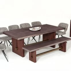 VIG Dining Room Modrest Amos Modern Concrete & Acacia Dining Table