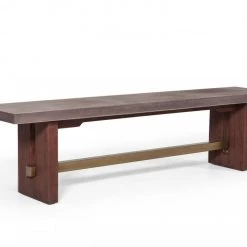 VIG Modrest Amos Modern Concrete & Acacia Dining Bench